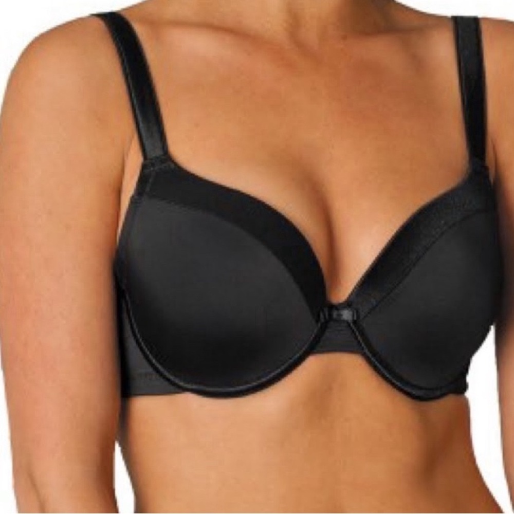 CARNIVAL 512 Black Molded‎ Tuxedo Low Plunge Full Figure Underwire Bra Sz 46DD - Picture 4 of 13